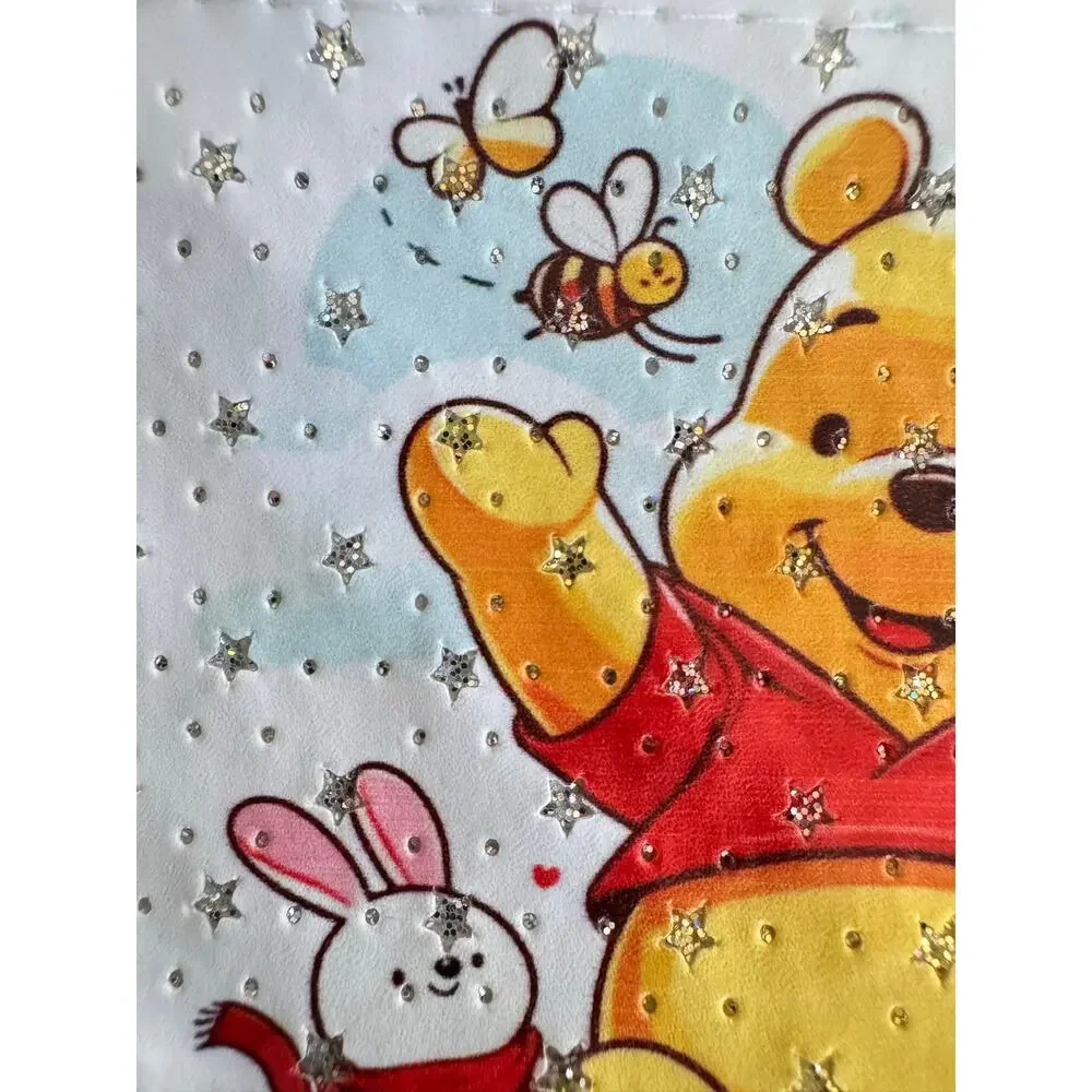 Winnie the Pooh keychain pouch with Winnie the Pooh, Rabbit, and a rainbow